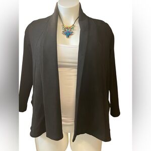 Liverpool Black Vegan Suede Women's Swingy Open Front Blazer